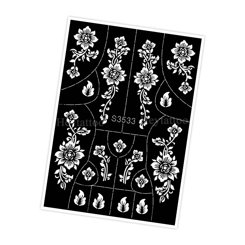 Waterproof Henna Stencil for Women Flower Mehndi Design Tattoo Stencil for Hand Foot Body Painting Tattoo Template Tatoo Tools