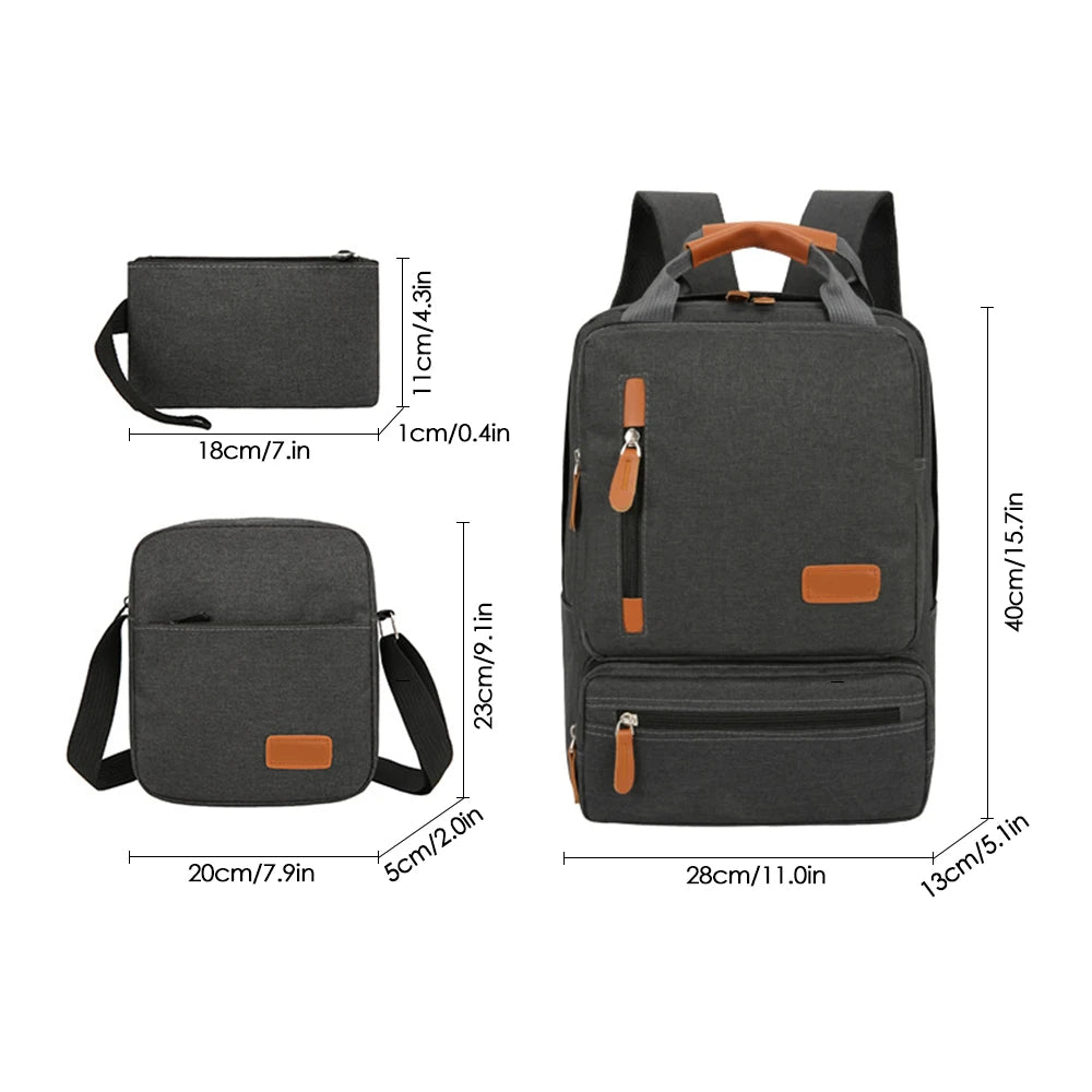 ✨Layali 3-teiliges Rucksack-Set – Laptoprucksack, Umhängetasche & kleine Tasche | Für Schule, Uni, Business & Reisen