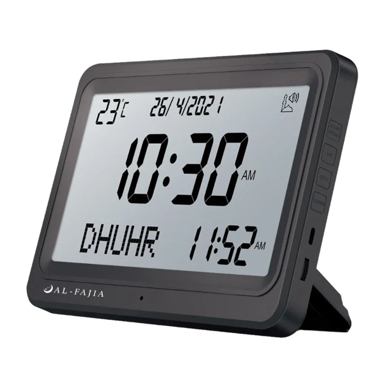 Layali LCD Azan Uhr – 8 Athan-Stilvolle Gebetsuhr mit Hijri-Kalender