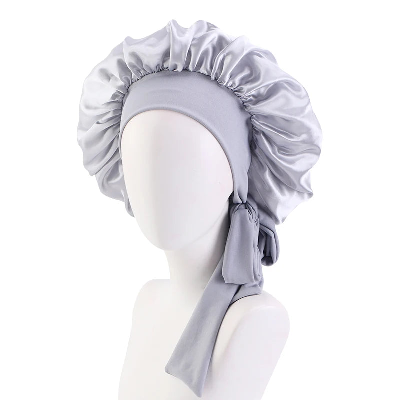✨ Verstellbare Damen Satin-Schlafmütze – Elastische Turban-Haube für die Nacht | 15 Farben | Haarpflege & Stil