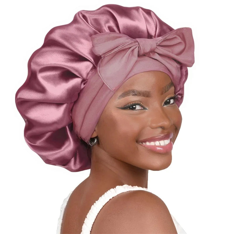 🛍 Satin Schlafhaube mit Band – Verstellbare Seidenhaube für Damen &amp; Herren | Haar-Schutz für die Nacht
