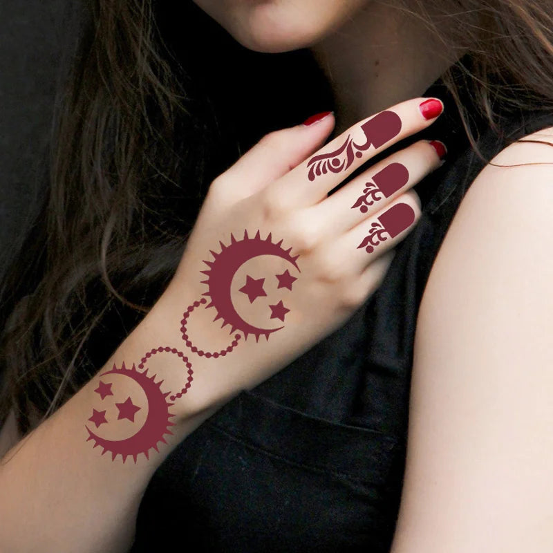 🌙 Layali Henna-Schablone „Moon Flower“ – Ramadan-Edition für Hände & Körperkunst ✨