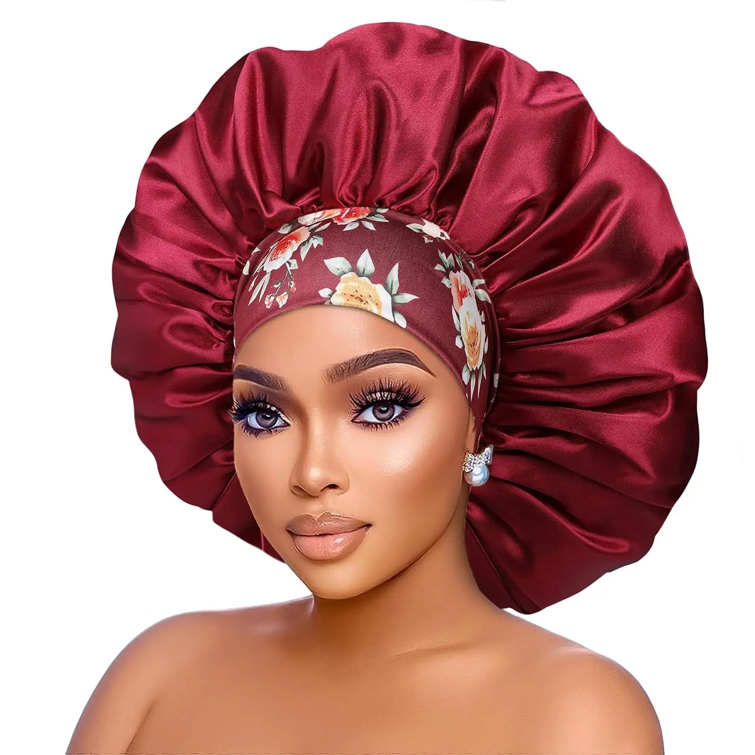 ✨ Damen Satin Schlafhaube – Atmungsaktive Seiden-Bonnet, Breites Elastikband, Komfortabel & Schonend für Haare