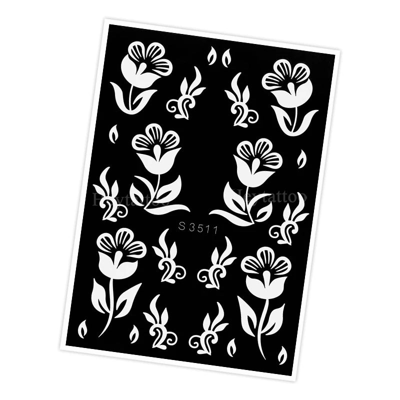 Waterproof Henna Stencil for Women Flower Mehndi Design Tattoo Stencil for Hand Foot Body Painting Tattoo Template Tatoo Tools