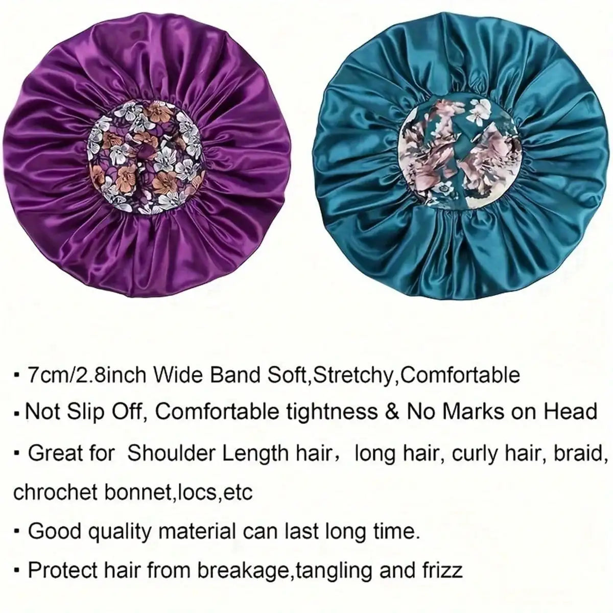 ✨ Damen Satin Schlafhaube – Atmungsaktive Seiden-Bonnet, Breites Elastikband, Komfortabel & Schonend für Haare