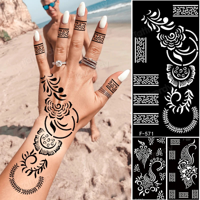 Henna Tattoo Schablone – Wiederverwendbar für temporäre Hand-Tattoos