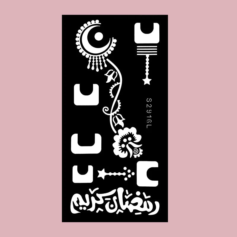 🌙 Layali Henna-Schablone „Moon Flower“ – Ramadan-Edition für Hände & Körperkunst ✨