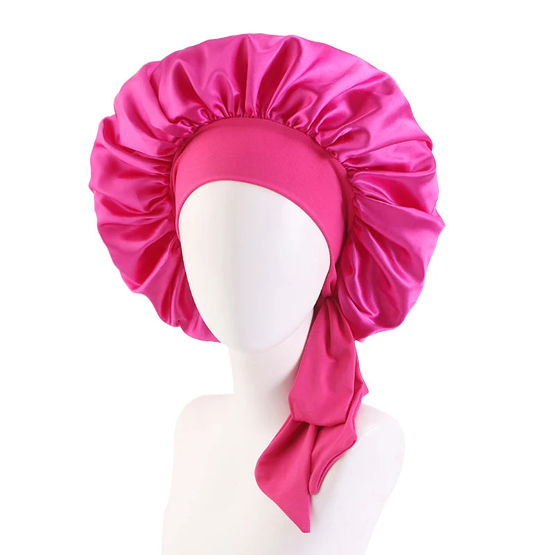 ✨ Verstellbare Damen Satin-Schlafmütze – Elastische Turban-Haube für die Nacht | 15 Farben | Haarpflege & Stil