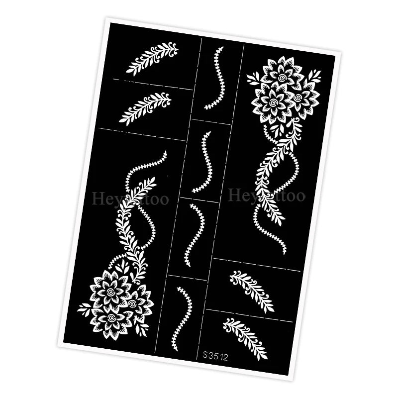 Waterproof Henna Stencil for Women Flower Mehndi Design Tattoo Stencil for Hand Foot Body Painting Tattoo Template Tatoo Tools