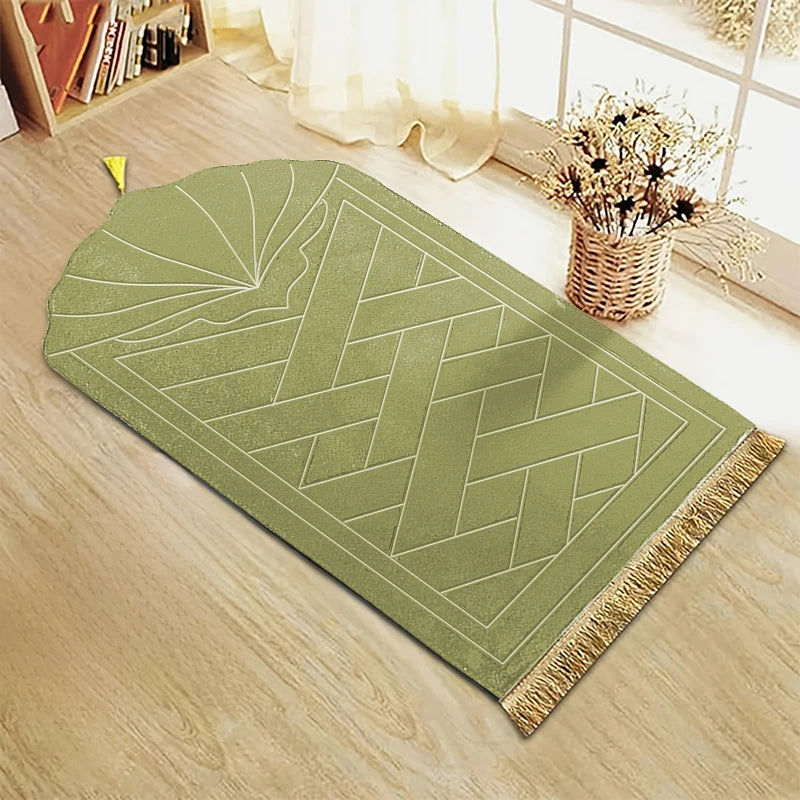 🕌 Layali Thickened Sponge Prayer Mat mit Fransen – Weich, Leicht & Vielseitig 🧳✨