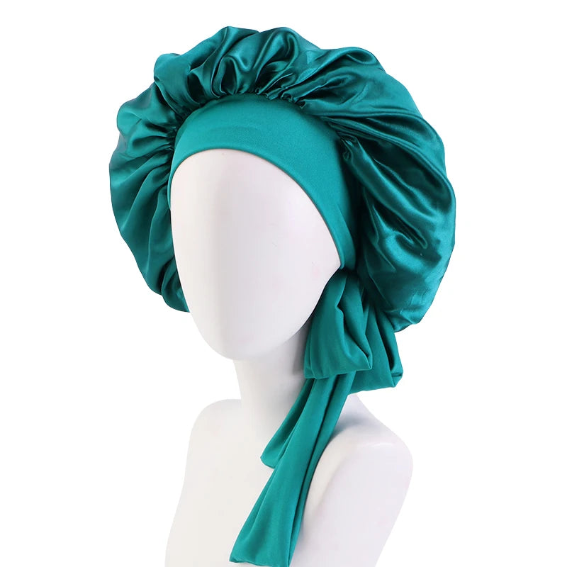 ✨ Verstellbare Damen Satin-Schlafmütze – Elastische Turban-Haube für die Nacht | 15 Farben | Haarpflege & Stil