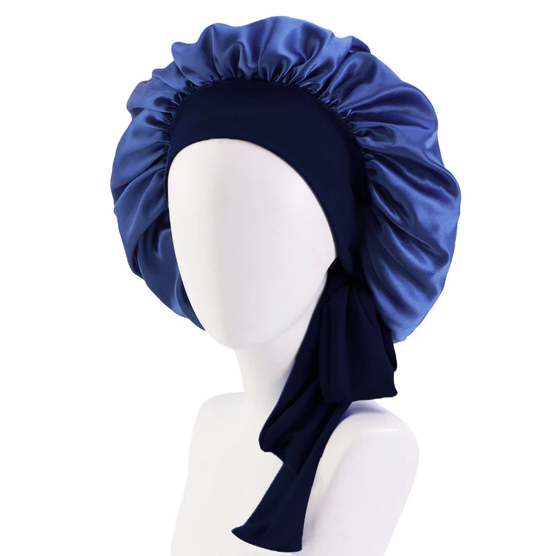 ✨ Verstellbare Damen Satin-Schlafmütze – Elastische Turban-Haube für die Nacht | 15 Farben | Haarpflege & Stil