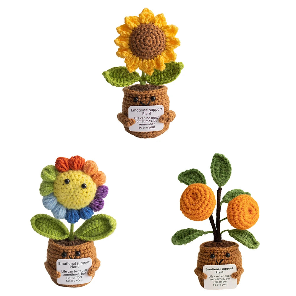 🌻 Handgemachtes Häkel-Sonnenblumen-Ornament mit Motivationskarte – „Life can be tough, but remember you are tougher!“