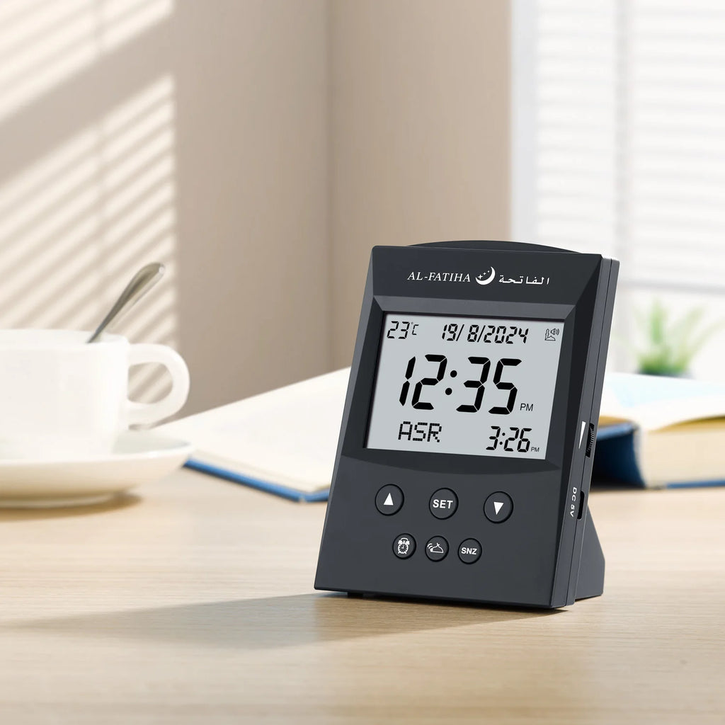Layali – Digitale Azan Tischuhr mit LED-Display und weltweitem Gebetszeiten-Reminder