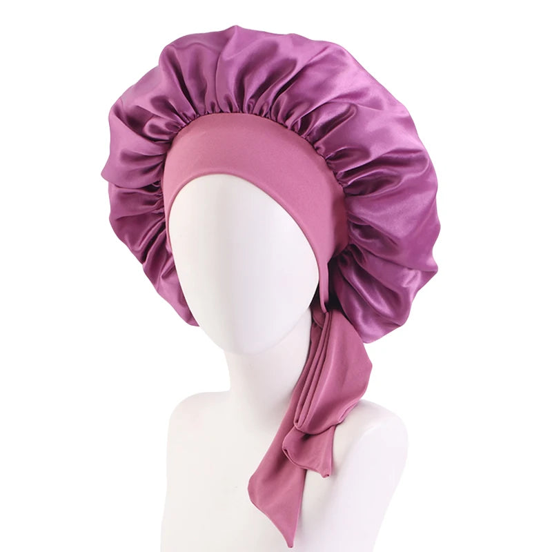 ✨ Verstellbare Damen Satin-Schlafmütze – Elastische Turban-Haube für die Nacht | 15 Farben | Haarpflege & Stil