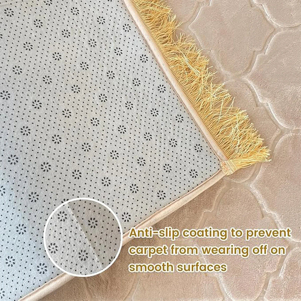 🕌 Layali Thickened Sponge Prayer Mat mit Fransen – Weich, Leicht & Vielseitig 🧳✨