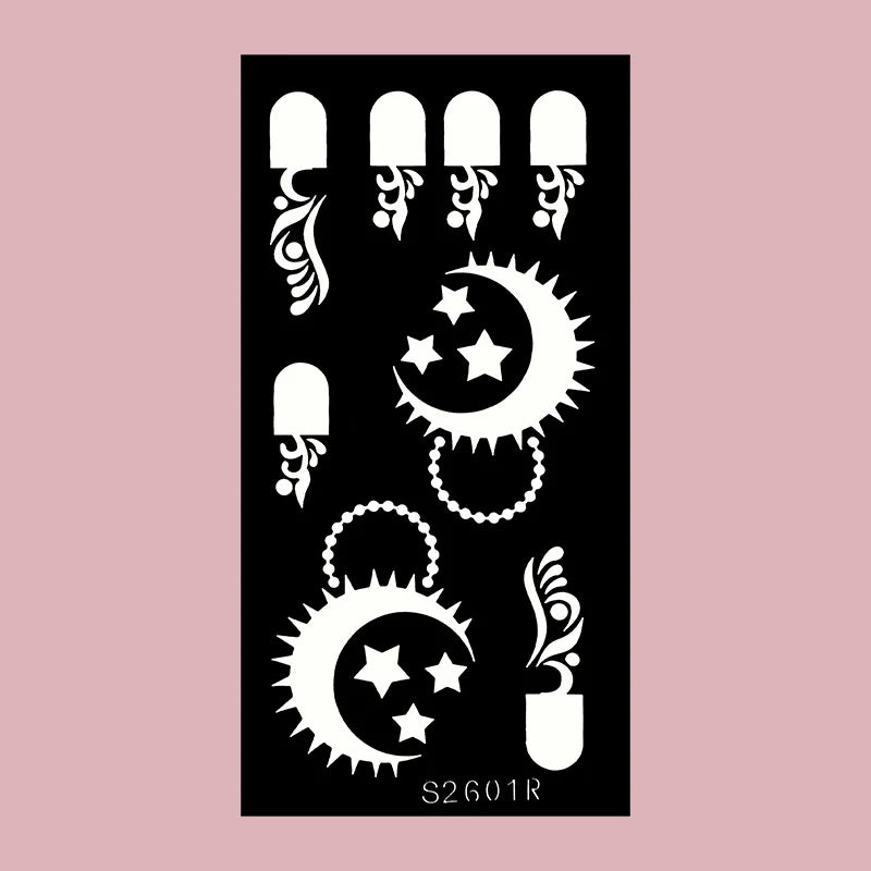 🌙 Layali Henna-Schablone „Moon Flower“ – Ramadan-Edition für Hände & Körperkunst ✨