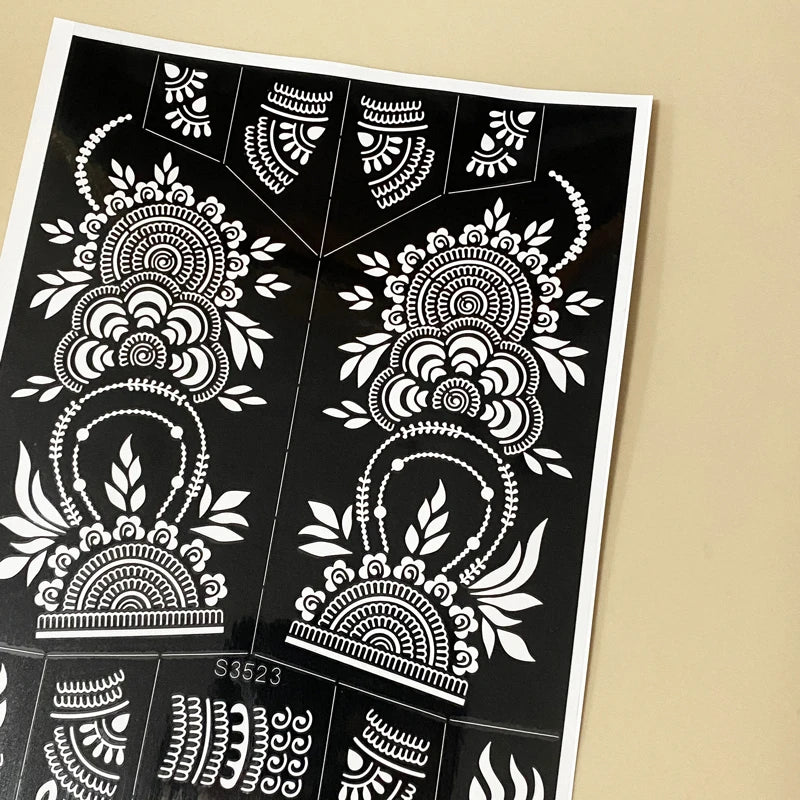 Waterproof Henna Stencil for Women Flower Mehndi Design Tattoo Stencil for Hand Foot Body Painting Tattoo Template Tatoo Tools