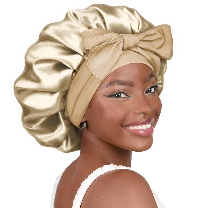 🛍 Satin Schlafhaube mit Band – Verstellbare Seidenhaube für Damen &amp; Herren | Haar-Schutz für die Nacht