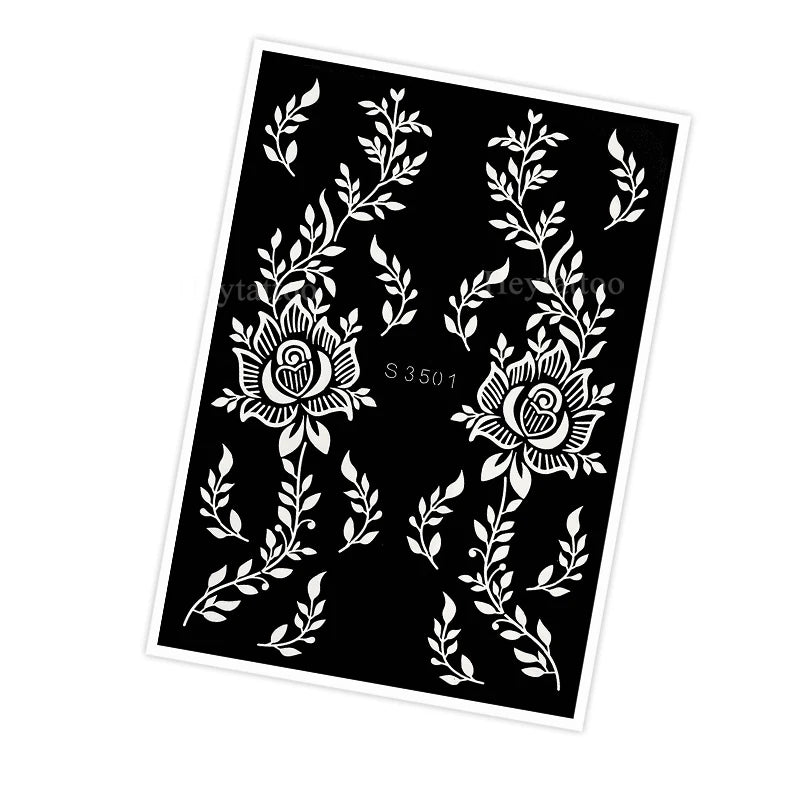 Waterproof Henna Stencil for Women Flower Mehndi Design Tattoo Stencil for Hand Foot Body Painting Tattoo Template Tatoo Tools