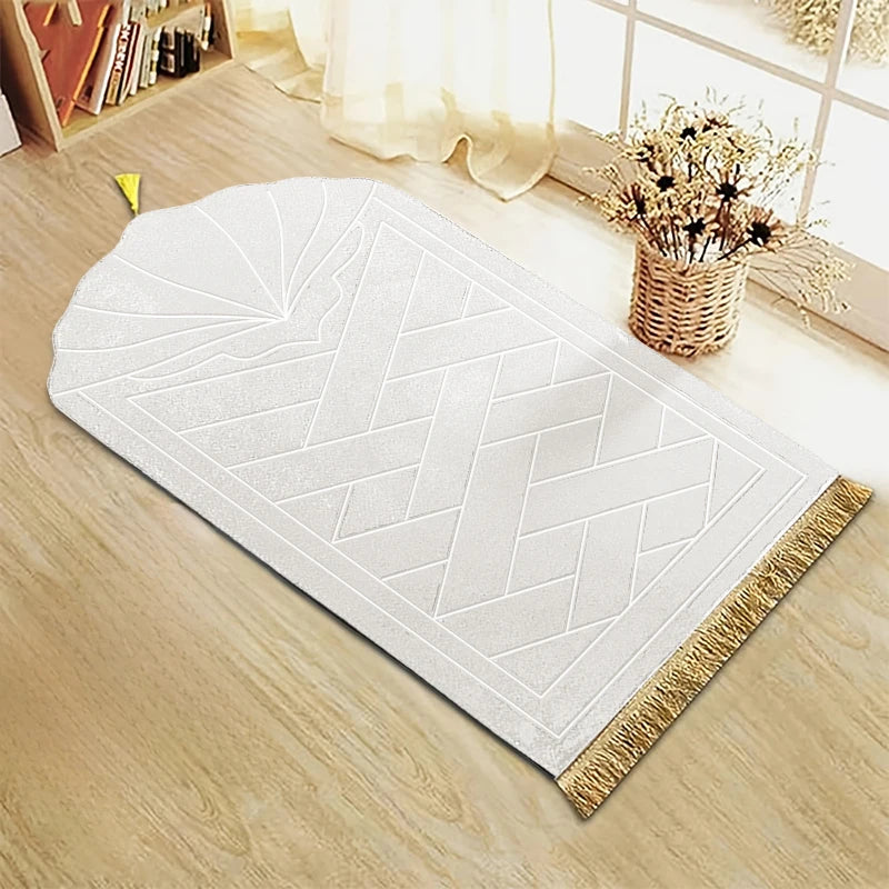🕌 Layali Thickened Sponge Prayer Mat mit Fransen – Weich, Leicht & Vielseitig 🧳✨